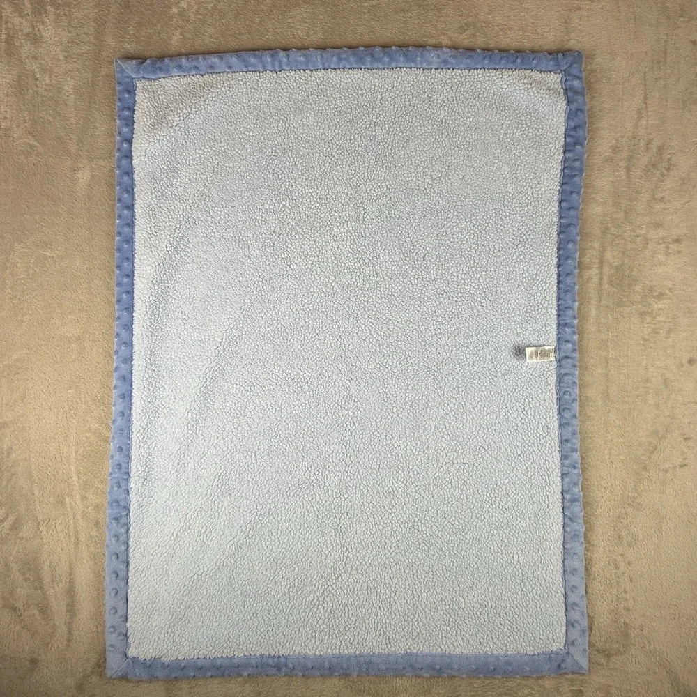 Carters Child of Mine Blue White Stripe Minky Dot Sherpa Baby Blanket Monkey